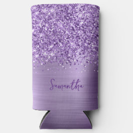 きらびやかなライトパープルGlamスクリプト名 スリム缶クーラー