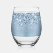 きらびやかなライトブルーのガラス名 ステムなしワイングラス (右)