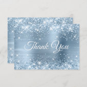 きらびやかなライトブルーフォイルスウィート16 サンキューカード (正面/裏面)