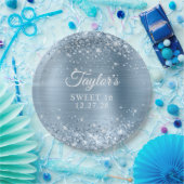 きらびやかなライトブルーフォイルスウィート16 ペーパープレート (パーティー)