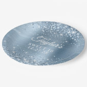 きらびやかなライトブルーフォイルスウィート16 ペーパープレート (アングル)