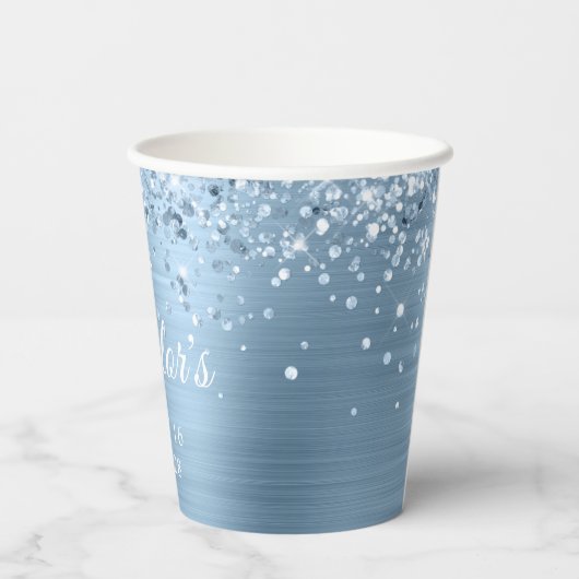 きらびやかなライトブルーフォイルスウィート16 紙コップ (裏面)