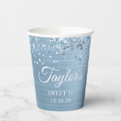 きらびやかなライトブルーフォイルスウィート16 紙コップ (左)