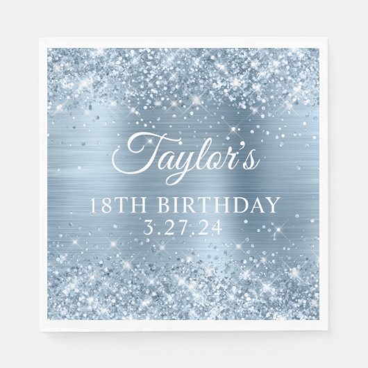 きらびやかなライトブルーフォイル18誕生日 スタンダードランチョンナプキン (正面)