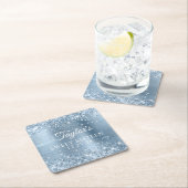 きらびやかなライトブルーフォイルSweet sixteen スクエアペーパーコースター (インサイチュ)