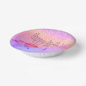 きらびやかなラベンダーとピンクユニコーン誕生日 ペーパーボウル (傾斜あり)