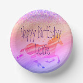 きらびやかなラベンダーとピンクユニコーン誕生日 ペーパーボウル (正面)