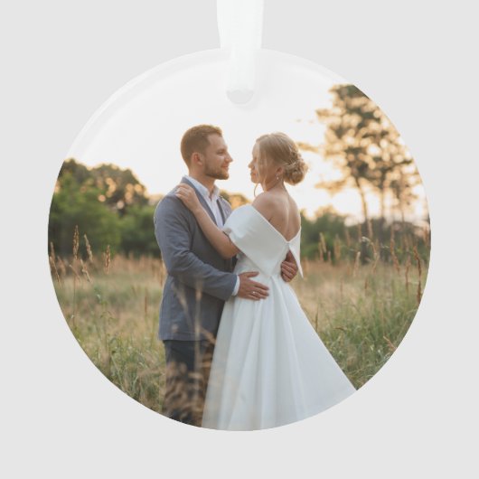 きらびやかなラベンダーフォイル私たちの第1のクリスマスフォト オーナメント (裏面)