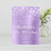 きらびやかなラベンダーフォイルMis XVアニョス写真 招待状 (スタンド正面)