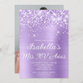 きらびやかなラベンダーフォイルMis XVアニョス写真 招待状 (正面/裏面)