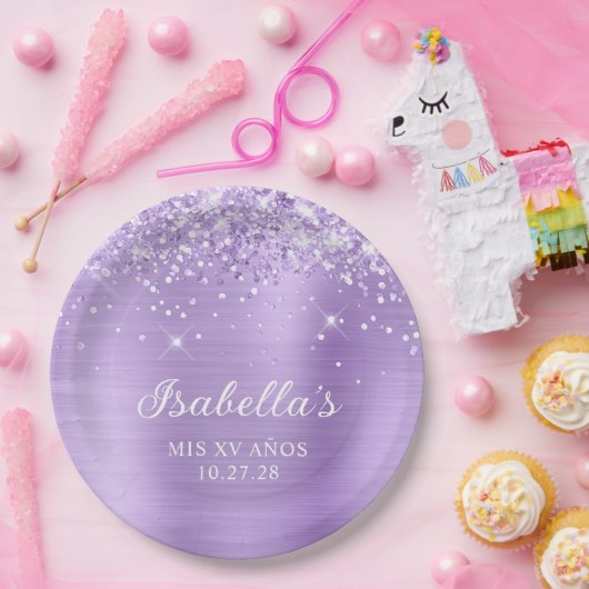 きらびやかなラベンダーフォイルMis XVアニョス ペーパープレート (パーティー)