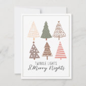 きらびやかな光と夜メリークリスマスツリー ノートカード (正面)