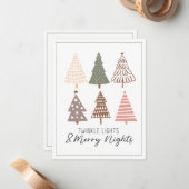 きらびやかな光と夜メリークリスマスツリー ノートカード (正面/裏面インサイチュ)