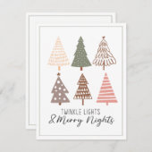 きらびやかな光と夜メリークリスマスツリー ノートカード (正面/裏面)