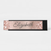 きらびやかな光バラゴールドフォイルモノラインスクリプト デスクネームプレート (正面)