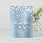 きらびやかな埃っぽいブルーフォイルMis XVアニョス写真 招待状 (スタンド正面)