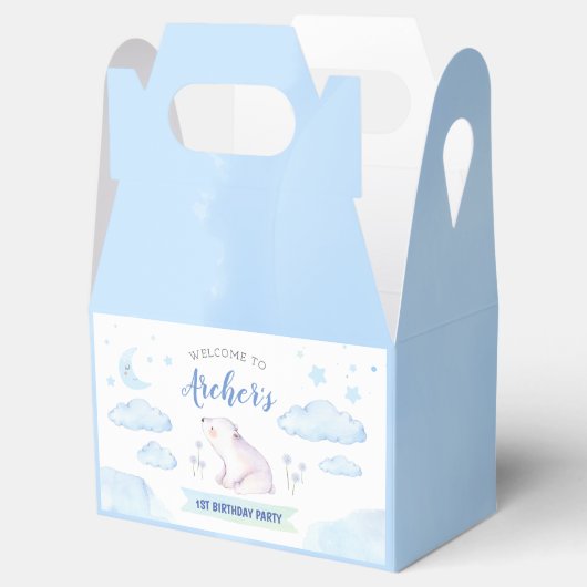 きらびやかな小さな星のお願いボックス、男の子のシャワー フェイバーボックス (オープン)