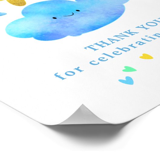 きらびやかな小さな星の赤ちゃんシャワーギフトテーブルサイン ポスター (角)