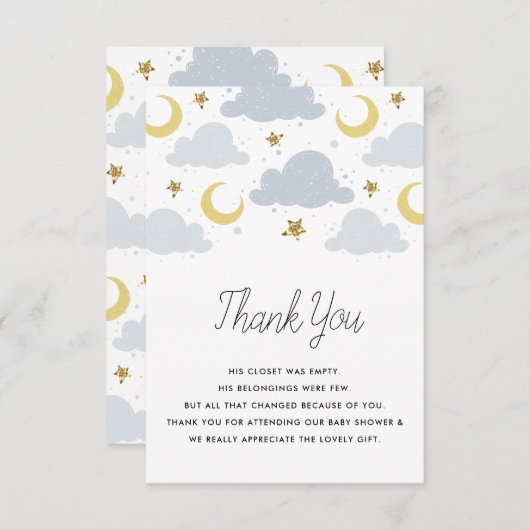 きらびやかな小さな星の赤ちゃんシャワーサンキューカード サンキューカード (正面/裏面)