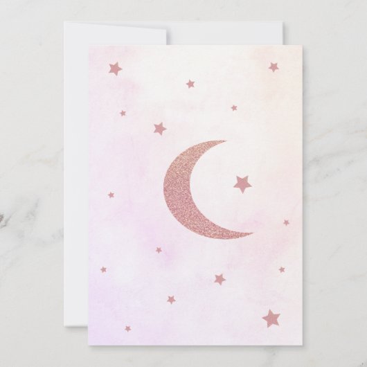 きらびやかな小さな星ピンクのグリッターバビシャワー 招待状 (裏面)