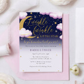 きらびやかな小さな星ピンクの女の子の赤ちゃんシャワー 招待状