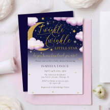 きらびやかな小さな星ピンクの女の子の赤ちゃんシャワー