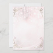 きらびやかな小さな星ピンクの金ゴールド輝く赤ちゃんシャワー 招待状 (裏面)