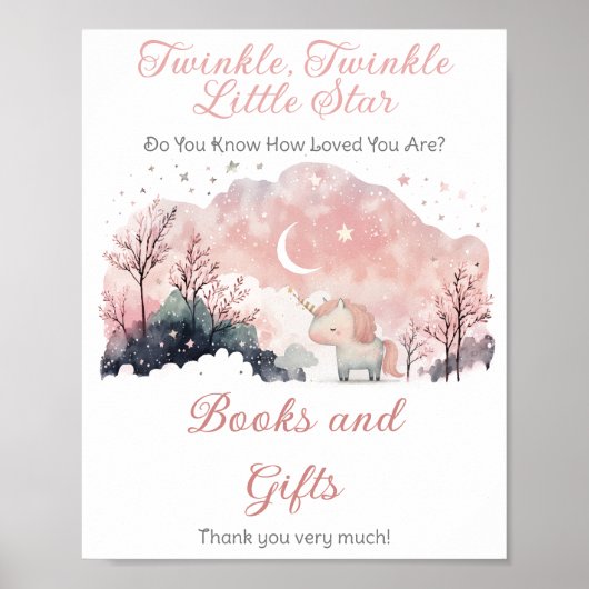 きらびやかな小さな星ユニコーンシャワーの本と贈り物 ポスター (正面)