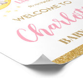 きらびやかな小さな星象ピンクのウェルカムサイン ポスター (角)