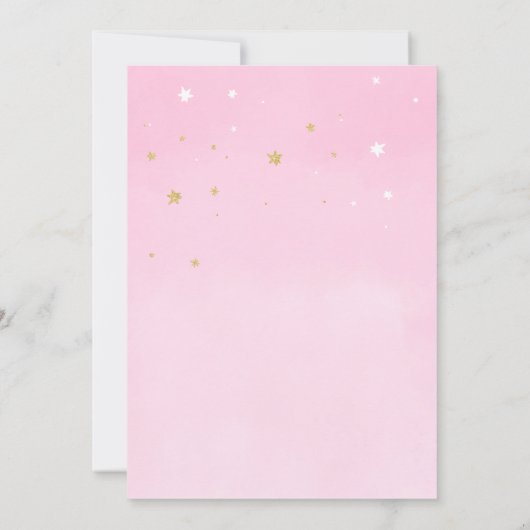 きらびやかな小さな星金ゴールドグリッターピンクの赤ちゃんシャワー 招待状 (裏面)