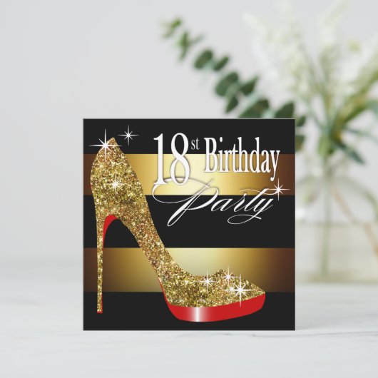 きらびやかな小剣は第18誕生会を縞で飾ります 招待状 (スタンド正面)