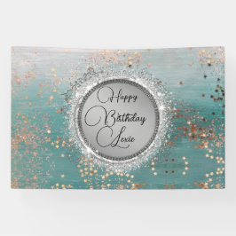 きらびやかな星オンブルーパーソナライズされた誕生日 横断幕