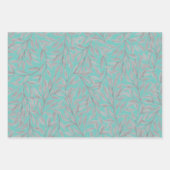 きらびやかな星バラ金ゴールドマーブルシルバー葉ズ ラッピングペーパーシート (正面3)