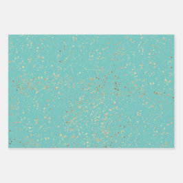 きらびやかな星バラ金ゴールドマーブルシルバー葉ズ ラッピングペーパーシート