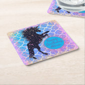 きらびやかな星空お洒落ユニコーン誕生日 スクエアペーパーコースター (アングル)