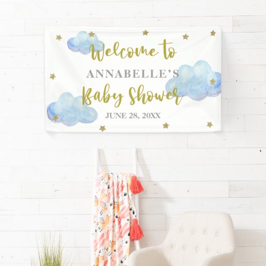 きらびやかな星雲ベビーシャワー背景 横断幕 (インサイチュ)