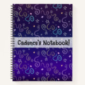 きらびやかな星 – フェイクグリッターパターン ノートブック (正面)
