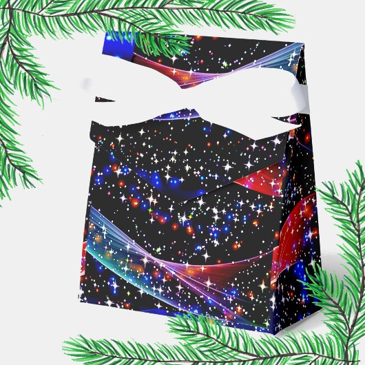 きらびやかな星、青、赤ピンクのゴスマーのリボンクリスマス フェイバーボックス