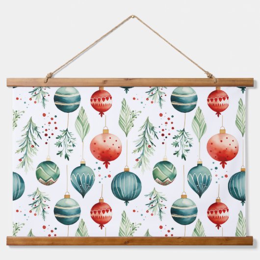 きらびやかな木の上の宝物クリスマス 吊り下げ型タペストリー (正面)