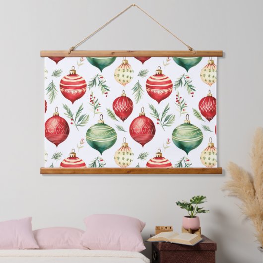 きらびやかな木の上の宝物クリスマス 吊り下げ型タペストリー (寝室)