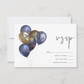 きらびやかな海軍金ゴールドバルーン60th誕生日パーティー 出欠カード (正面)