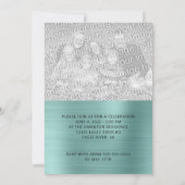 きらびやかな淡い色のターコイズフォイル卒業 案内状 (裏面)