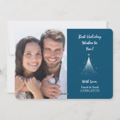 きらびやかな白いクリスマスツリーブルー2枚の写真 シーズンカード (裏面)