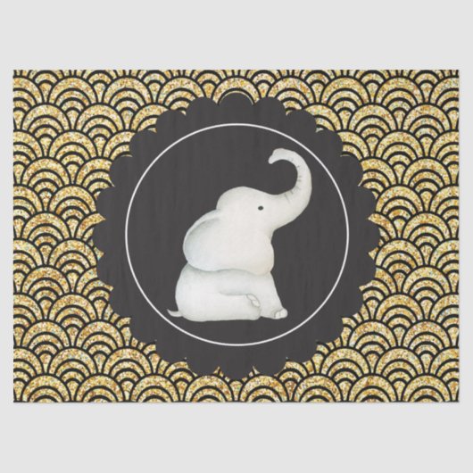 きらびやかな白い象クリスマスパーティー組織 薄葉紙 (正面)