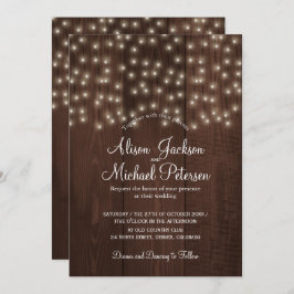 きらびやかな秋の納屋の木結婚の光 招待状