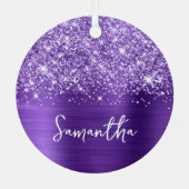 きらびやかな紫のアメジストガラス名 メタルオーナメント (裏面)