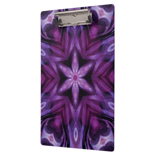 きらびやかな紫の万華鏡のように千変万化するパターンハートグラデーション クリップボード (左)