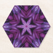 きらびやかな紫の万華鏡のように千変万化するパターンハートグラデーション ペーパーコースター (正面)