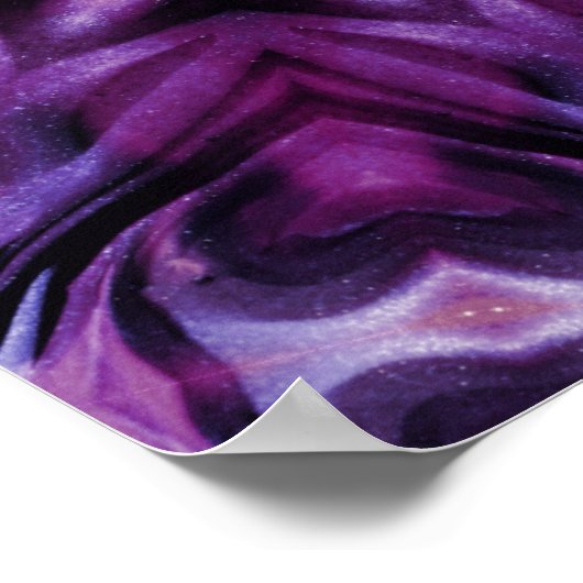 きらびやかな紫の万華鏡のように千変万化するパターンハートグラデーション ポスター (角)