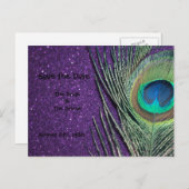 きらびやかな紫の孔雀の日付はがきを保存 案内ポストカード (正面/裏面)